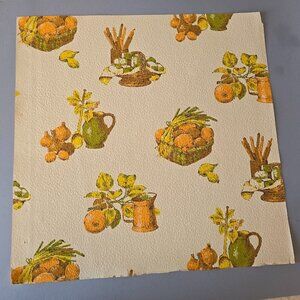 Vintage Wallpaper Sample Sheet Rustic Farmhouse Kitchen Fruit Veggie Crafting